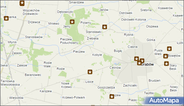 mapa Kobyle gmina Grabów, Kobyle gmina Grabów na mapie Targeo