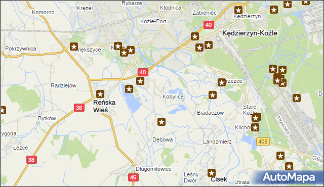 mapa Kobylice gmina Cisek, Kobylice gmina Cisek na mapie Targeo