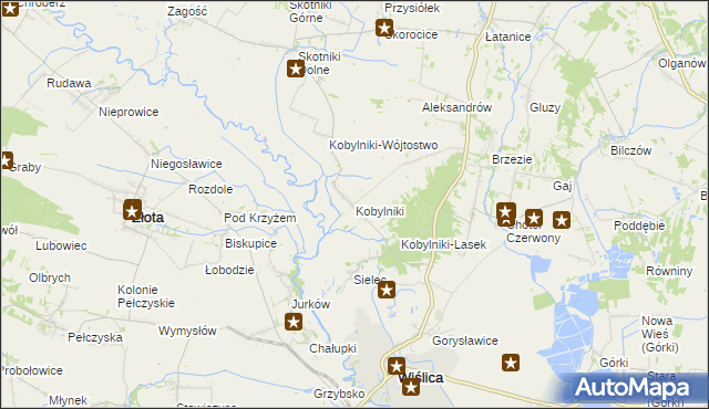 mapa Kobylniki gmina Wiślica, Kobylniki gmina Wiślica na mapie Targeo