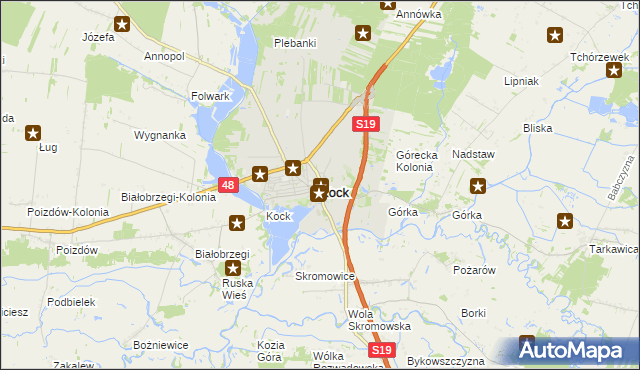 mapa Kock powiat lubartowski, Kock powiat lubartowski na mapie Targeo