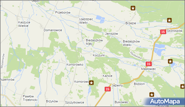 mapa Koczurki, Koczurki na mapie Targeo