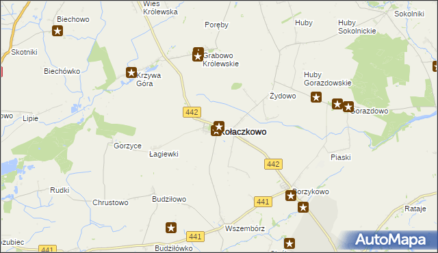 mapa Kołaczkowo powiat wrzesiński, Kołaczkowo powiat wrzesiński na mapie Targeo