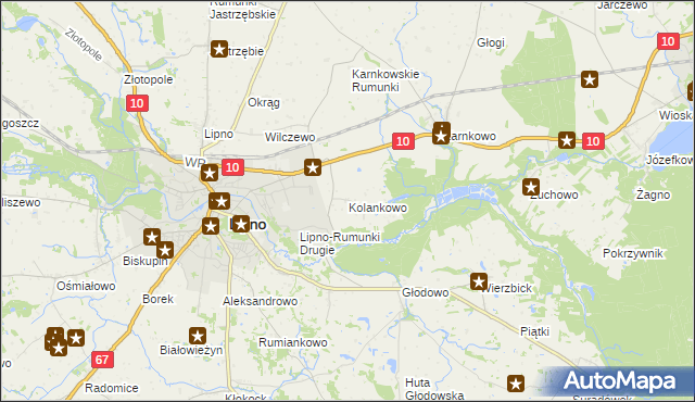 mapa Kolankowo gmina Lipno, Kolankowo gmina Lipno na mapie Targeo
