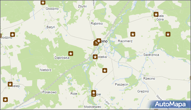 mapa Kołatka gmina Rąbino, Kołatka gmina Rąbino na mapie Targeo