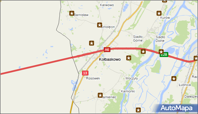 mapa Kołbaskowo, Kołbaskowo na mapie Targeo