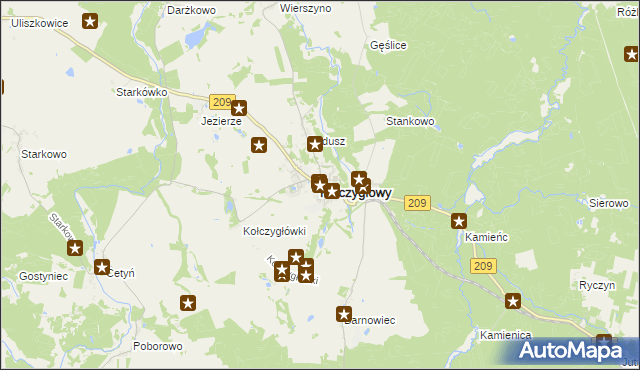 mapa Kołczygłowy, Kołczygłowy na mapie Targeo