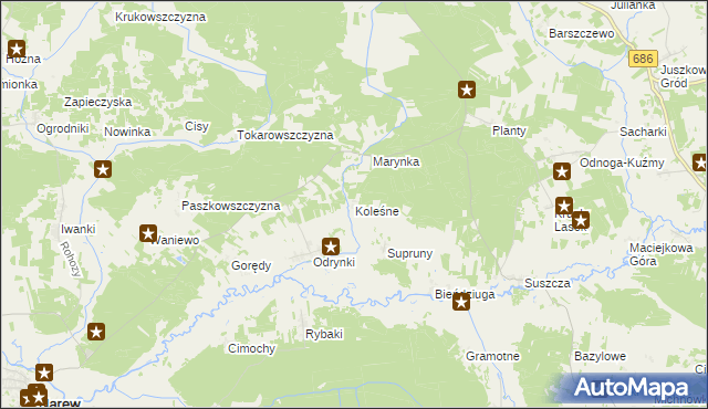 mapa Koleśne, Koleśne na mapie Targeo