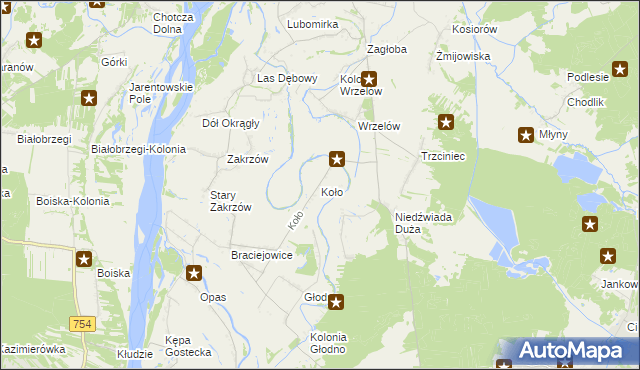 mapa Koło gmina Łaziska, Koło gmina Łaziska na mapie Targeo