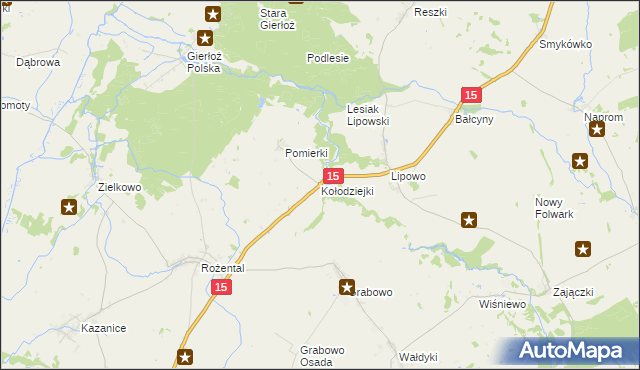 mapa Kołodziejki, Kołodziejki na mapie Targeo