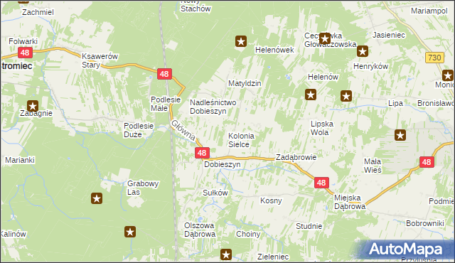 mapa Kolonia Sielce, Kolonia Sielce na mapie Targeo