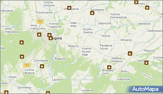 mapa Kolonia Wysoki Małe, Kolonia Wysoki Małe na mapie Targeo