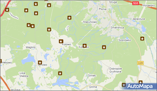 mapa Kołówko, Kołówko na mapie Targeo