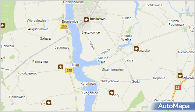 mapa Kołuda Mała, Kołuda Mała na mapie Targeo