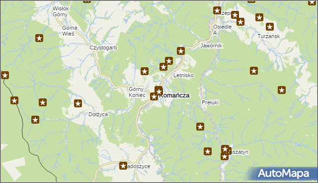 mapa Komańcza, Komańcza na mapie Targeo