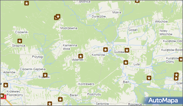mapa Komorów gmina Stąporków, Komorów gmina Stąporków na mapie Targeo