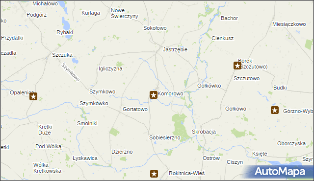 mapa Komorowo gmina Bartniczka, Komorowo gmina Bartniczka na mapie Targeo