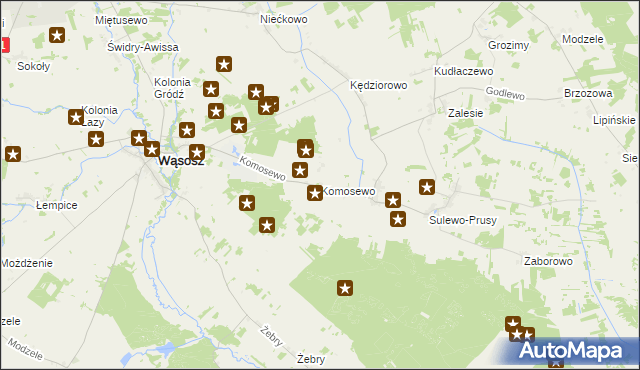 mapa Komosewo, Komosewo na mapie Targeo