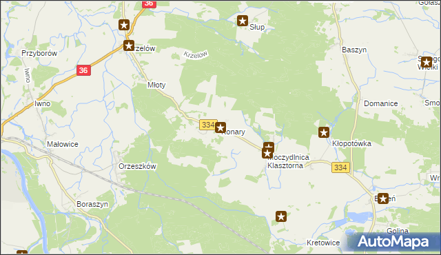 mapa Konary gmina Wińsko, Konary gmina Wińsko na mapie Targeo