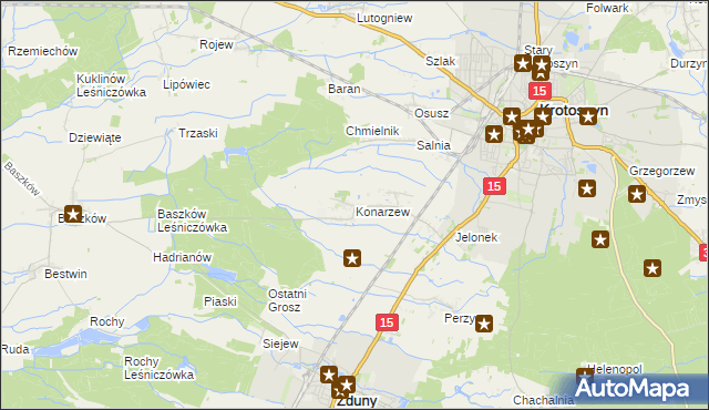 mapa Konarzew gmina Zduny, Konarzew gmina Zduny na mapie Targeo