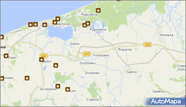 mapa Konarzewo gmina Karnice, Konarzewo gmina Karnice na mapie Targeo