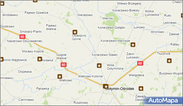 mapa Konarzewo-Sławki, Konarzewo-Sławki na mapie Targeo