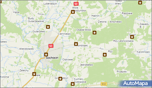 mapa Kondrajec, Kondrajec na mapie Targeo