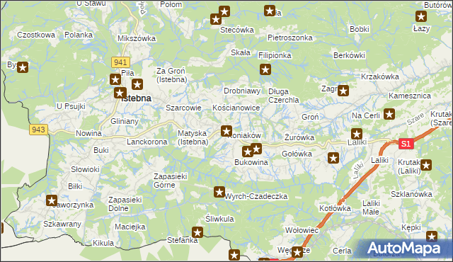 mapa Koniaków, Koniaków na mapie Targeo