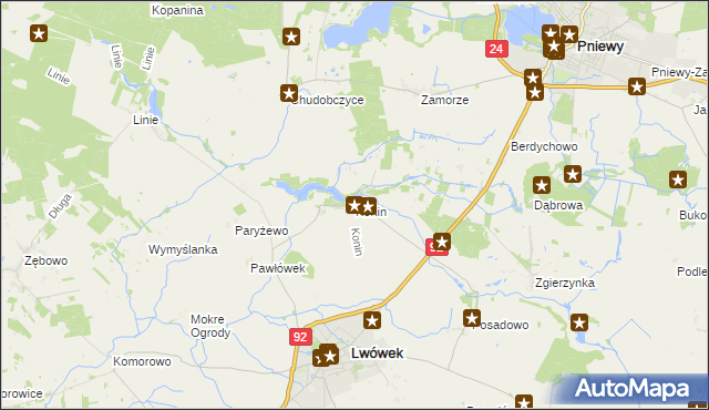 mapa Konin gmina Lwówek, Konin gmina Lwówek na mapie Targeo