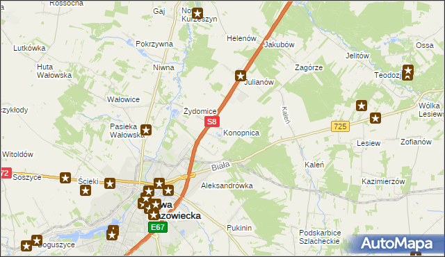 mapa Konopnica gmina Rawa Mazowiecka, Konopnica gmina Rawa Mazowiecka na mapie Targeo