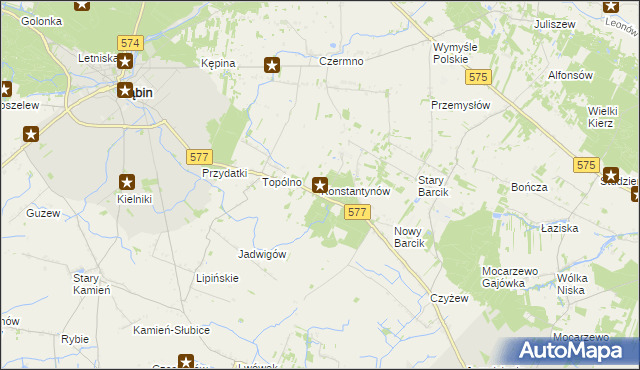 mapa Konstantynów gmina Gąbin, Konstantynów gmina Gąbin na mapie Targeo