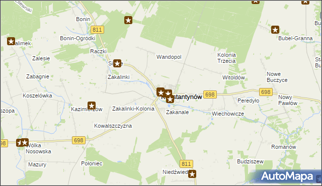 mapa Konstantynów powiat bialski, Konstantynów powiat bialski na mapie Targeo