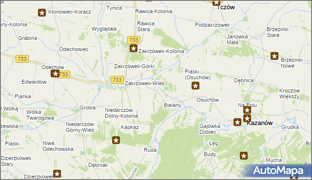 mapa Kopiec gmina Kazanów, Kopiec gmina Kazanów na mapie Targeo