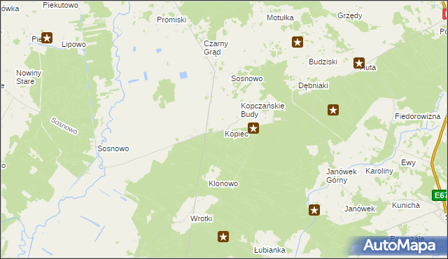 mapa Kopiec gmina Sztabin, Kopiec gmina Sztabin na mapie Targeo