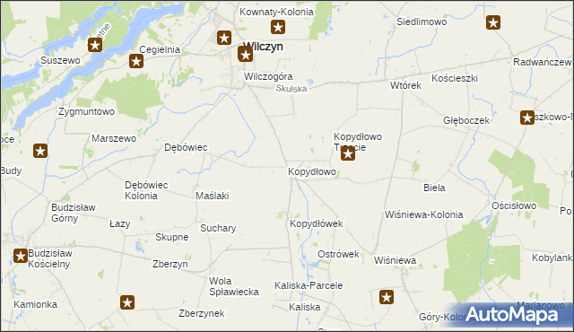 mapa Kopydłowo gmina Wilczyn, Kopydłowo gmina Wilczyn na mapie Targeo