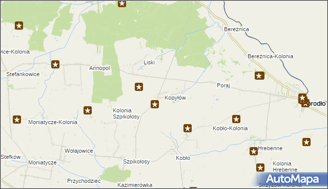 mapa Kopyłów, Kopyłów na mapie Targeo