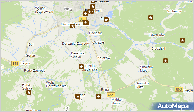 mapa Korczów, Korczów na mapie Targeo
