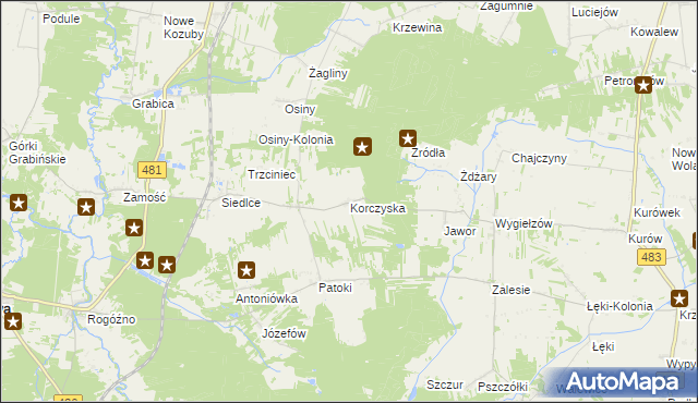 mapa Korczyska, Korczyska na mapie Targeo