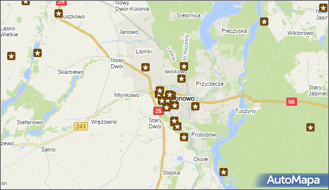 mapa Koronowo powiat bydgoski, Koronowo powiat bydgoski na mapie Targeo