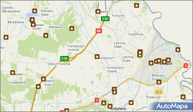 mapa Koroszczyn, Koroszczyn na mapie Targeo