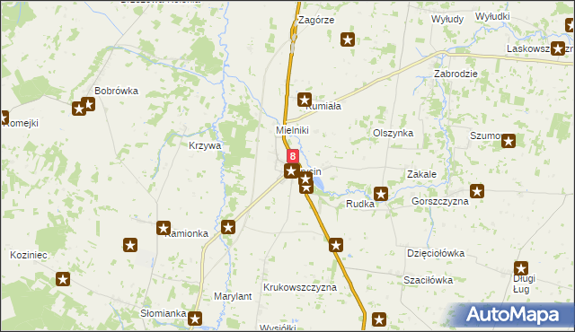 mapa Korycin, Korycin na mapie Targeo