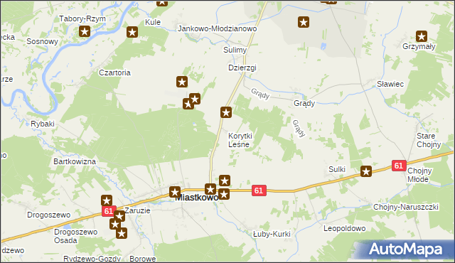 mapa Korytki Leśne, Korytki Leśne na mapie Targeo