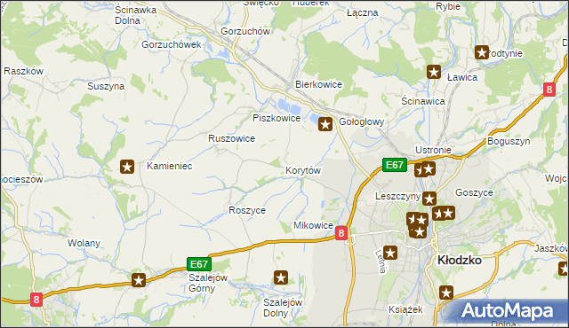 mapa Korytów gmina Kłodzko, Korytów gmina Kłodzko na mapie Targeo