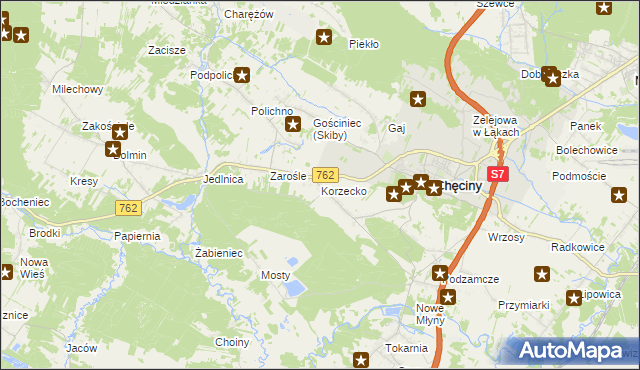 mapa Korzecko, Korzecko na mapie Targeo