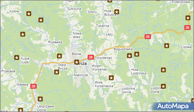 mapa Korzeniec, Korzeniec na mapie Targeo