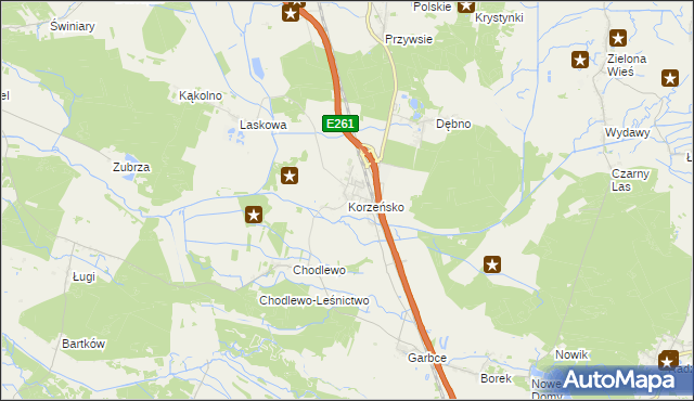 mapa Korzeńsko, Korzeńsko na mapie Targeo