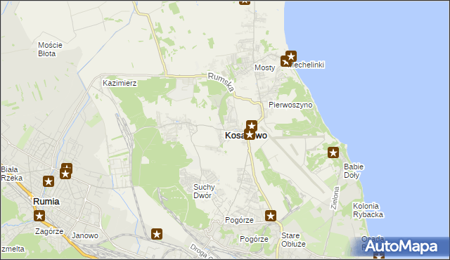 mapa Kosakowo powiat pucki, Kosakowo powiat pucki na mapie Targeo