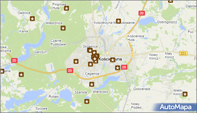 mapa Kościerzyna, Kościerzyna na mapie Targeo