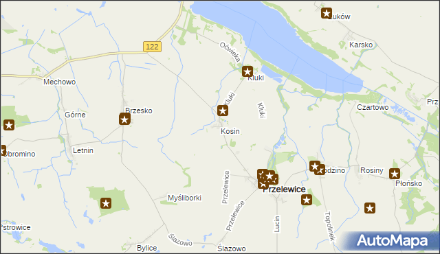 mapa Kosin gmina Przelewice, Kosin gmina Przelewice na mapie Targeo