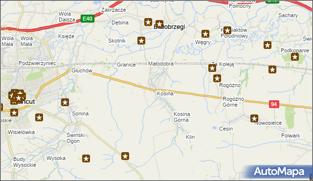 mapa Kosina, Kosina na mapie Targeo