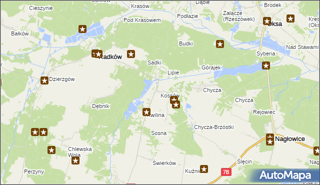 mapa Kossów, Kossów na mapie Targeo